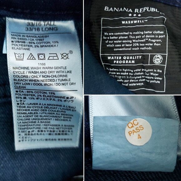 Banana Republic Wide Leg Crop Jeans Stretch Women's "33/16 Tall" Real 38x29 NWT - Picture 10 of 11